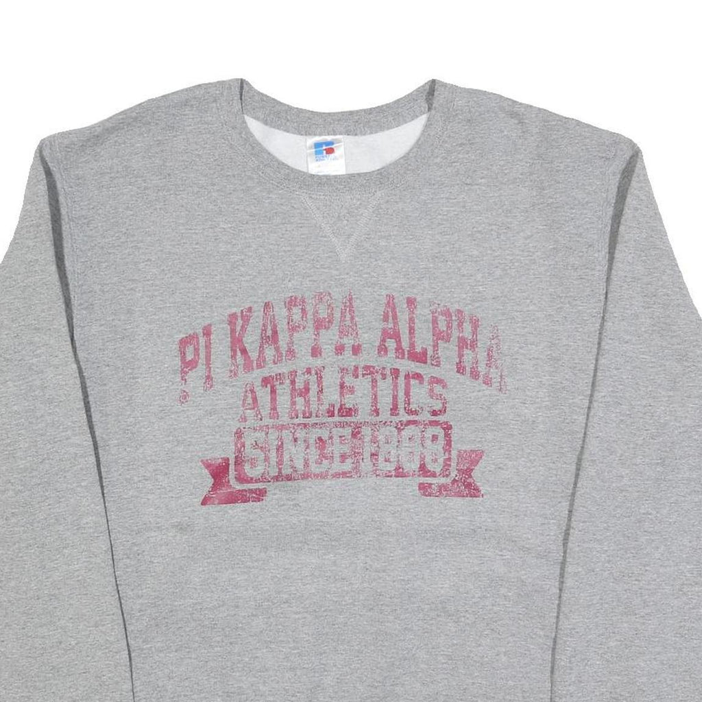 RUSSELL ATHLETIC Mens Grey Pi Kappa Alpha Athletics Crew Neck L Cotton Blend