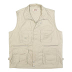 KAMU Mens Beige Cotton Blend Utility Jacket L Zip Vest Pocketed