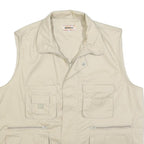 KAMU Mens Beige Cotton Blend Utility Jacket L Zip Vest Pocketed