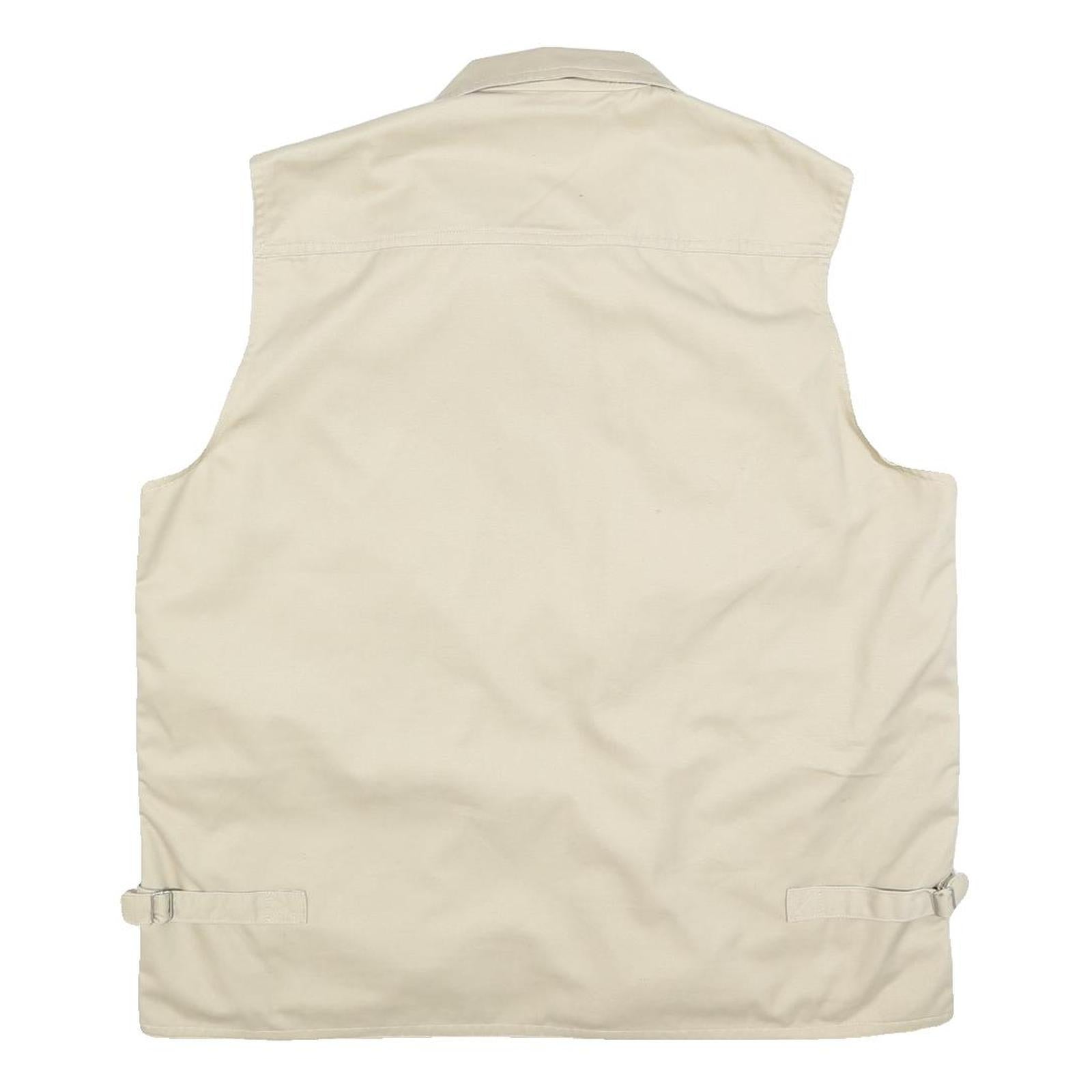 KAMU Mens Beige Cotton Blend Utility Jacket L Zip Vest Pocketed