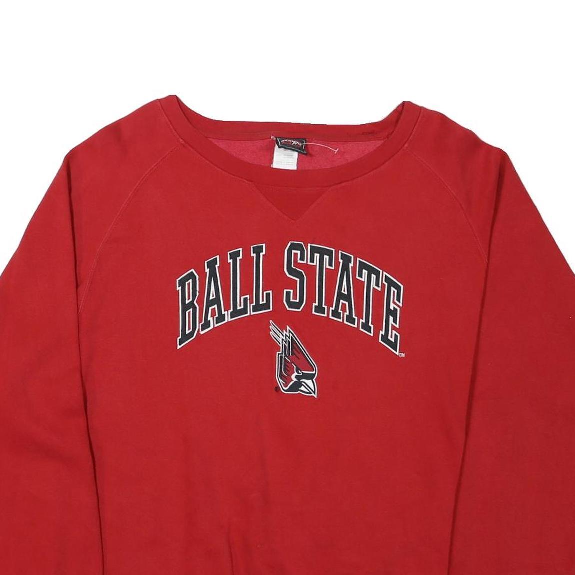 GENUINE Mens Red Ball State Crew Neck XL Cotton Blend Sweatshirt