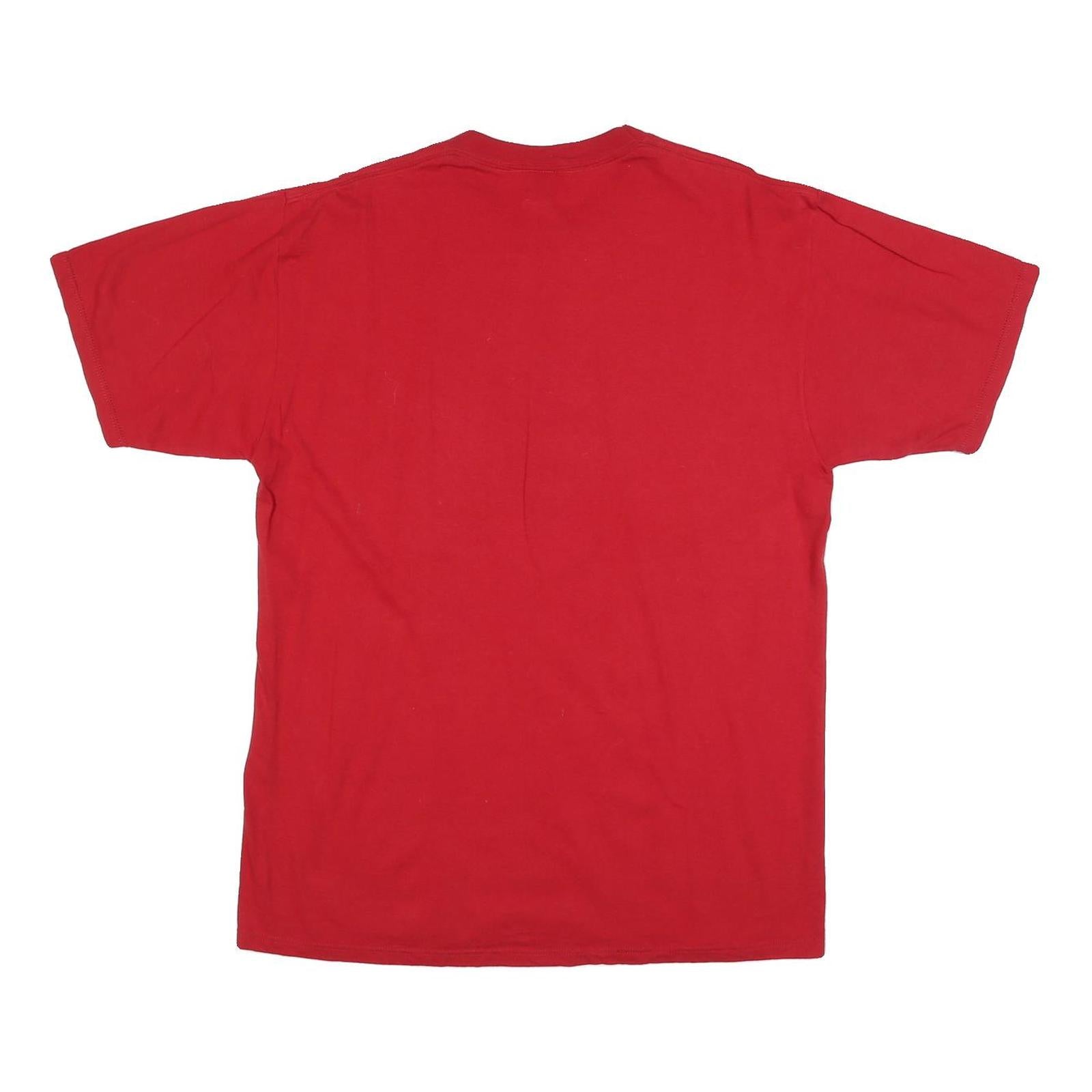 JERZEES Mens Red Graphic T-Shirt L Short Sleeve Crew Neck Air Jesus Flight Crew