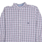 CHAPS Mens Purple & White Checked Shirt L Button Down Collar Long Sleeve Casual
