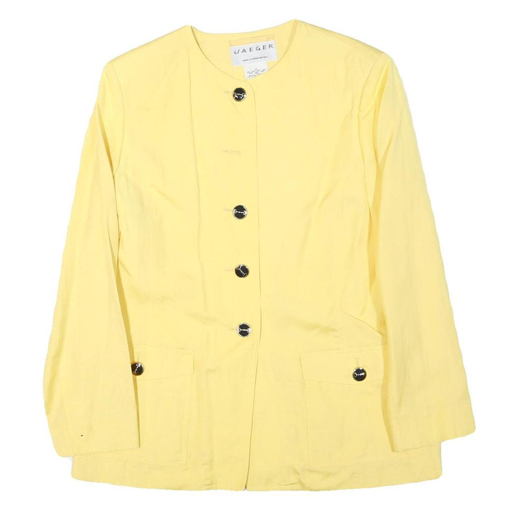 JAEGER Womens Yellow Linen Blend Button Jacket UK 16 Classic Tailored