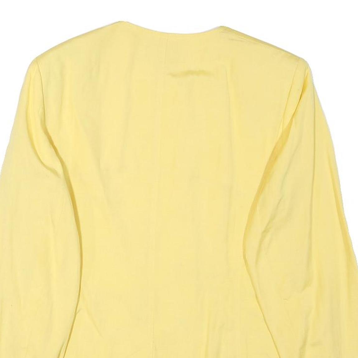 JAEGER Womens Yellow Linen Blend Button Jacket UK 16 Classic Tailored