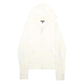 JUICY COUTURE Womens White Pullover Hoodie M Cotton Blend Casual Zip