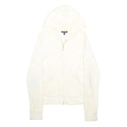 JUICY COUTURE Womens White Pullover Hoodie M Cotton Blend Casual Zip