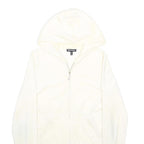 JUICY COUTURE Womens White Pullover Hoodie M Cotton Blend Casual Zip