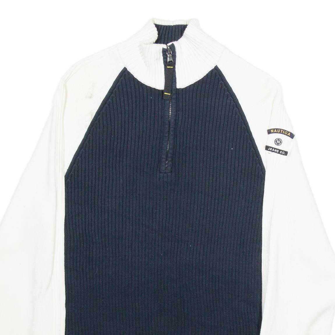 NAUTICA Mens Jumper Blue 1/4 Zip Tight Knit L