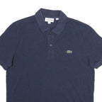 LACOSTE Mens Blue Short Sleeve Plain Polo Shirt L Classic Cotton Logo