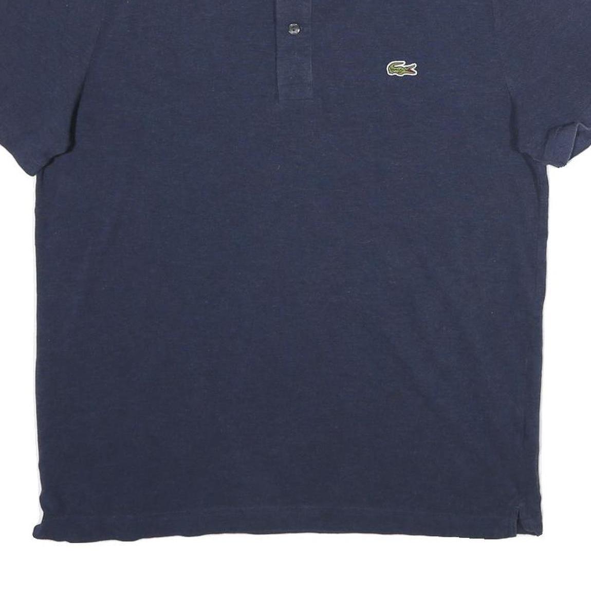 LACOSTE Mens Blue Short Sleeve Plain Polo Shirt L Classic Cotton Logo