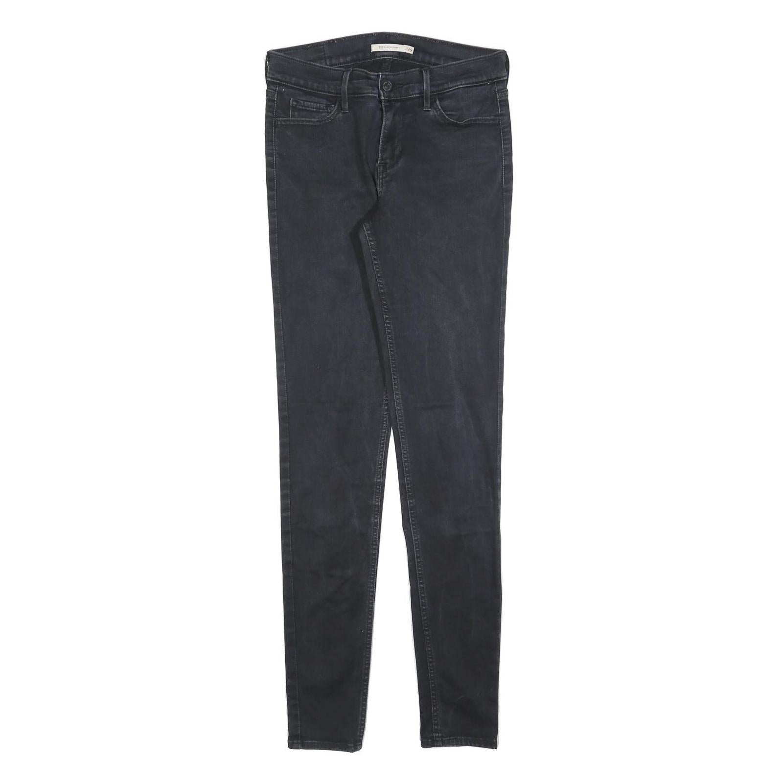 LEVI'S Womens 710 Jeans Black Slim Skinny Denim Dark W29 L32 Stretch Cotton
