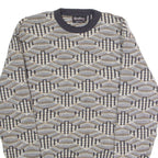REED ST JAMES Mens Patterned Jumper Grey Diamond Crew Neck 90s M