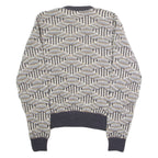 REED ST JAMES Mens Patterned Jumper Grey Diamond Crew Neck 90s M