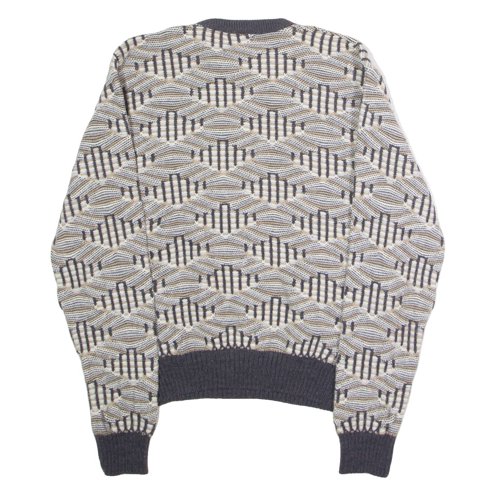 REED ST JAMES Mens Patterned Jumper Grey Diamond Crew Neck 90s M