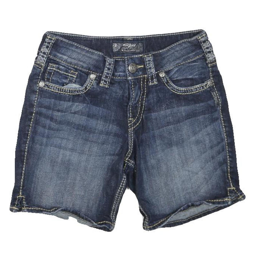 SILVER Womens Shorts Blue Denim S W28 Casual Classic Cotton Blend