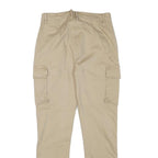 Mens Beige Cotton Blend Slim Cargo Trousers W26 L27 Zip Closure Elastic Hem