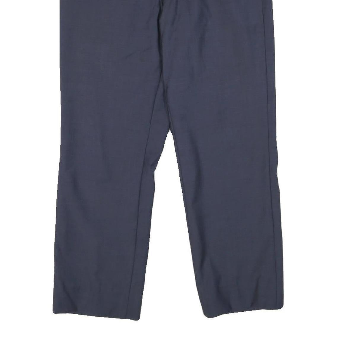 BOSS Mens Wool Navy Regular Fit Straight Leg Trousers W32 L27 Dress Pants