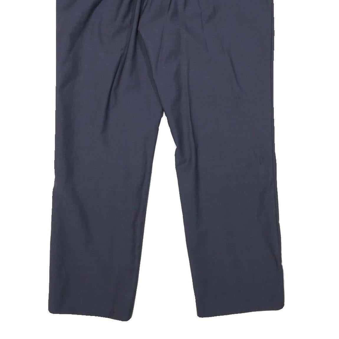 BOSS Mens Wool Navy Regular Fit Straight Leg Trousers W32 L27 Dress Pants