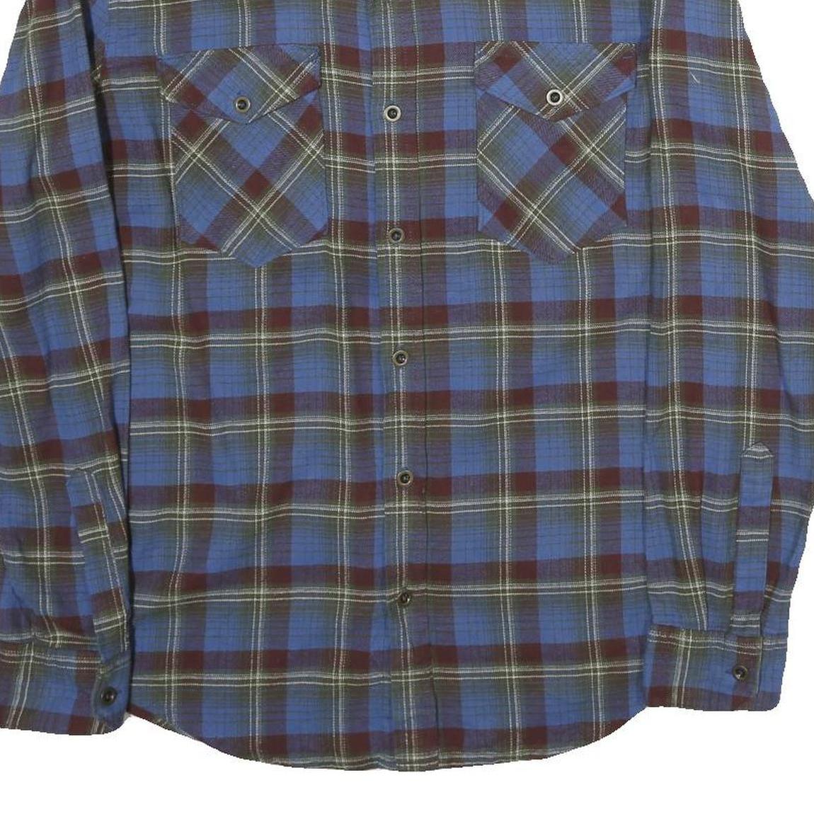 WRANGLER Mens Blue & Maroon Check Shirt S Long Sleeve Casual Cotton Shirt