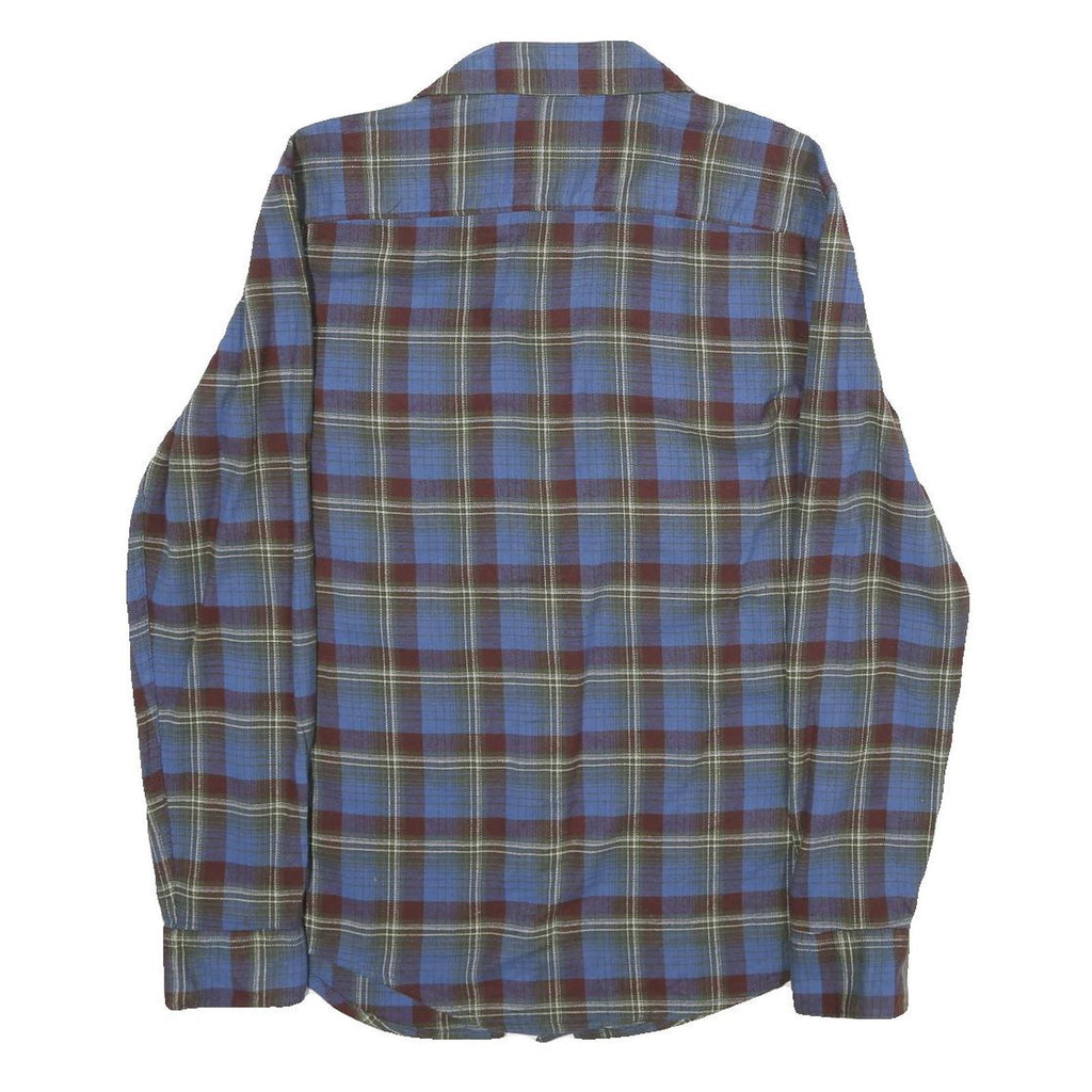 WRANGLER Mens Blue & Maroon Check Shirt S Long Sleeve Casual Cotton Shirt