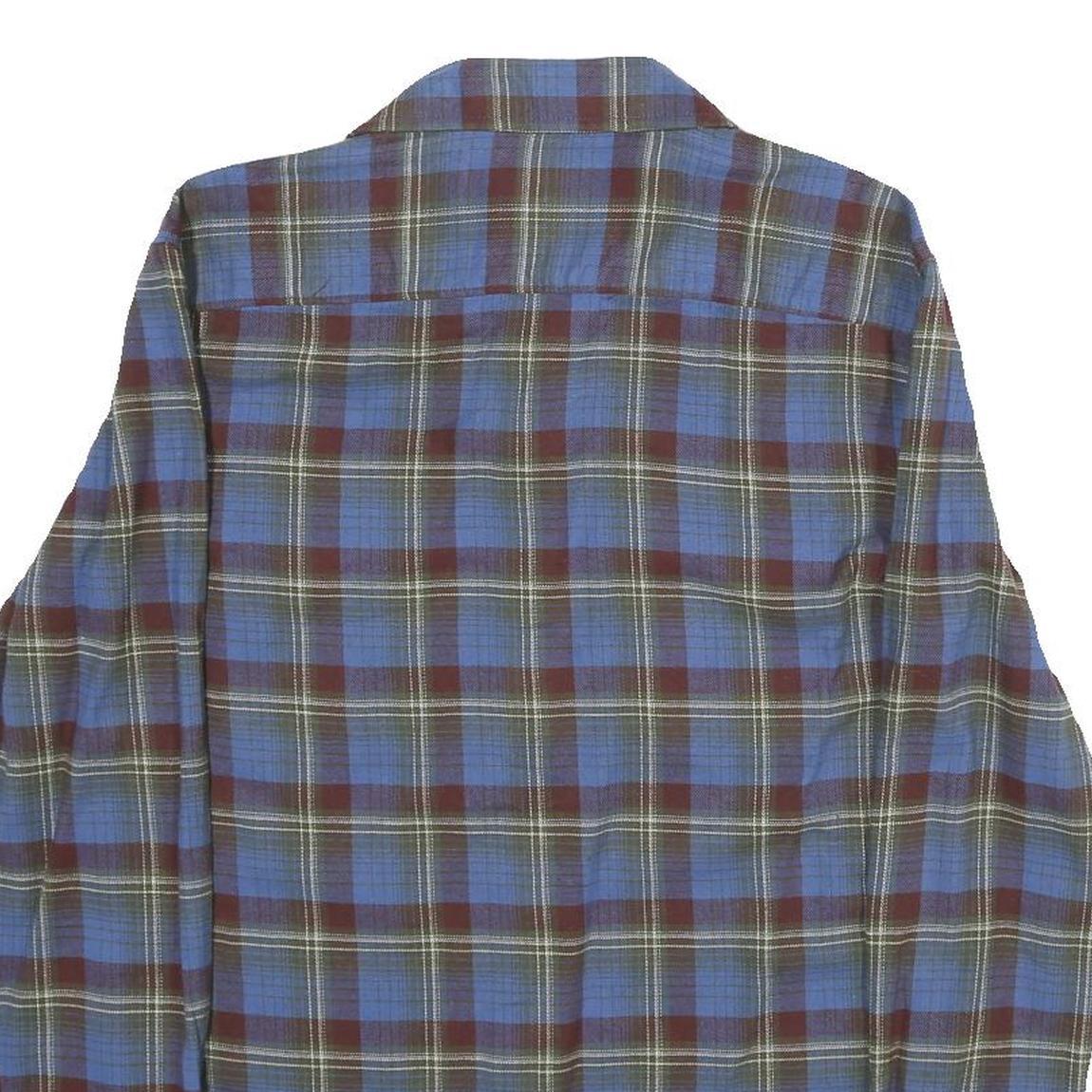 WRANGLER Mens Blue & Maroon Check Shirt S Long Sleeve Casual Cotton Shirt