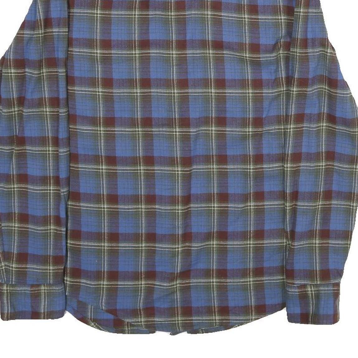 WRANGLER Mens Blue & Maroon Check Shirt S Long Sleeve Casual Cotton Shirt