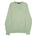 NAUTICA Mens Green Jumper Plain V-Neck Basic Knit L Lightweight Cotton Casual