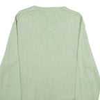 NAUTICA Mens Green Jumper Plain V-Neck Basic Knit L Lightweight Cotton Casual