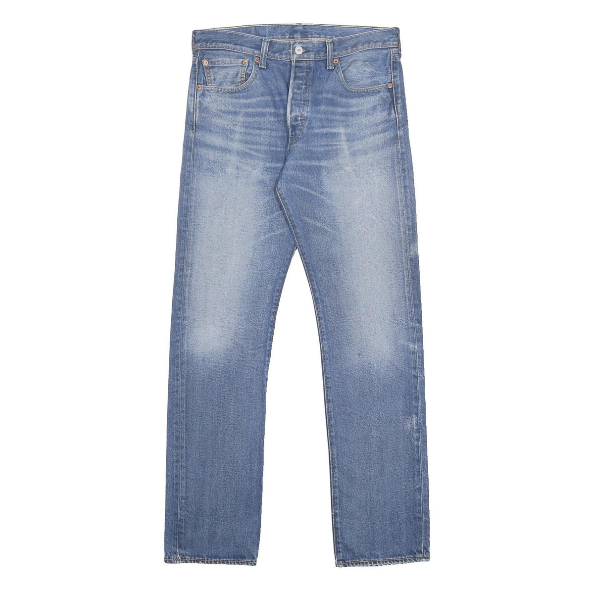 LEVI'S 501 Mens Blue Regular Straight Denim Cotton Medium W33 L34 Button Fly