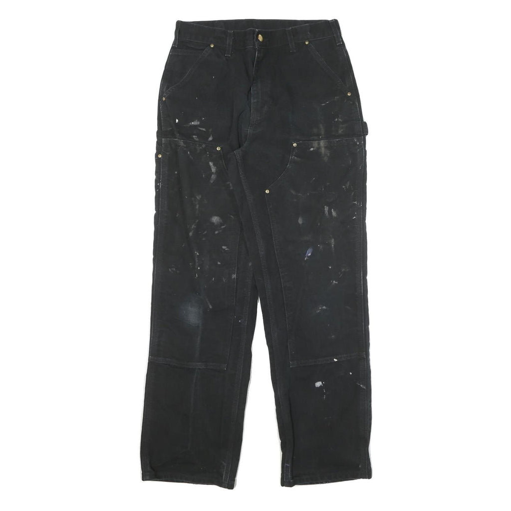 CARHARTT Mens Relaxed Black Denim Jeans W30 L31 Workwear Zip Closure