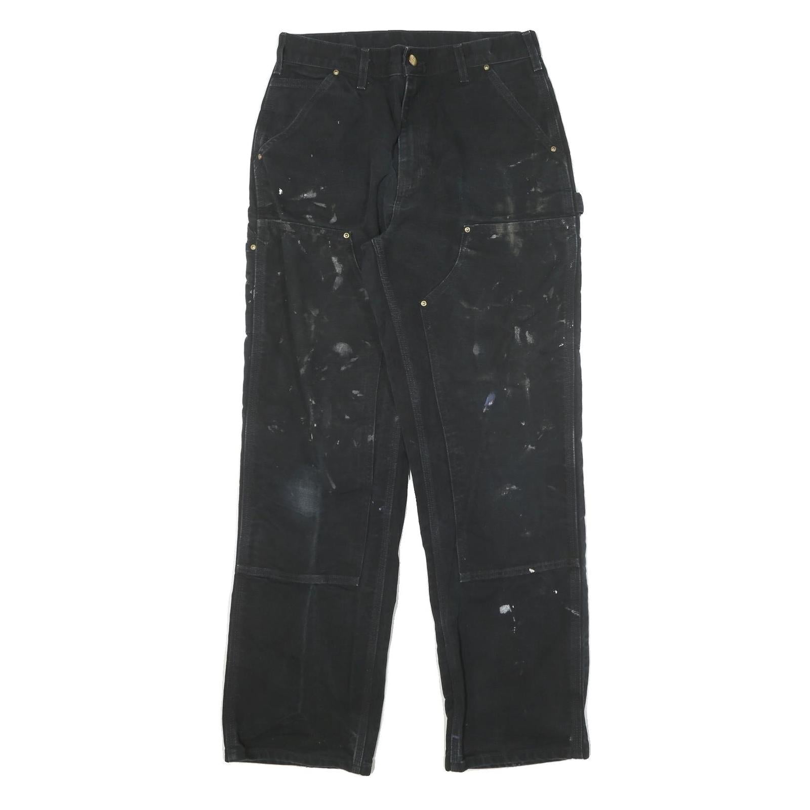 CARHARTT Mens Relaxed Black Denim Jeans W30 L31 Workwear Zip Closure