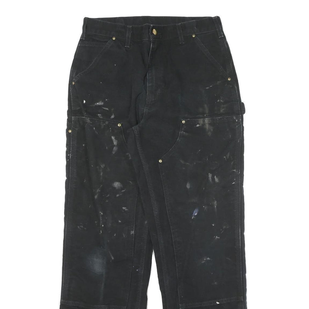CARHARTT Mens Relaxed Black Denim Jeans W30 L31 Workwear Zip Closure