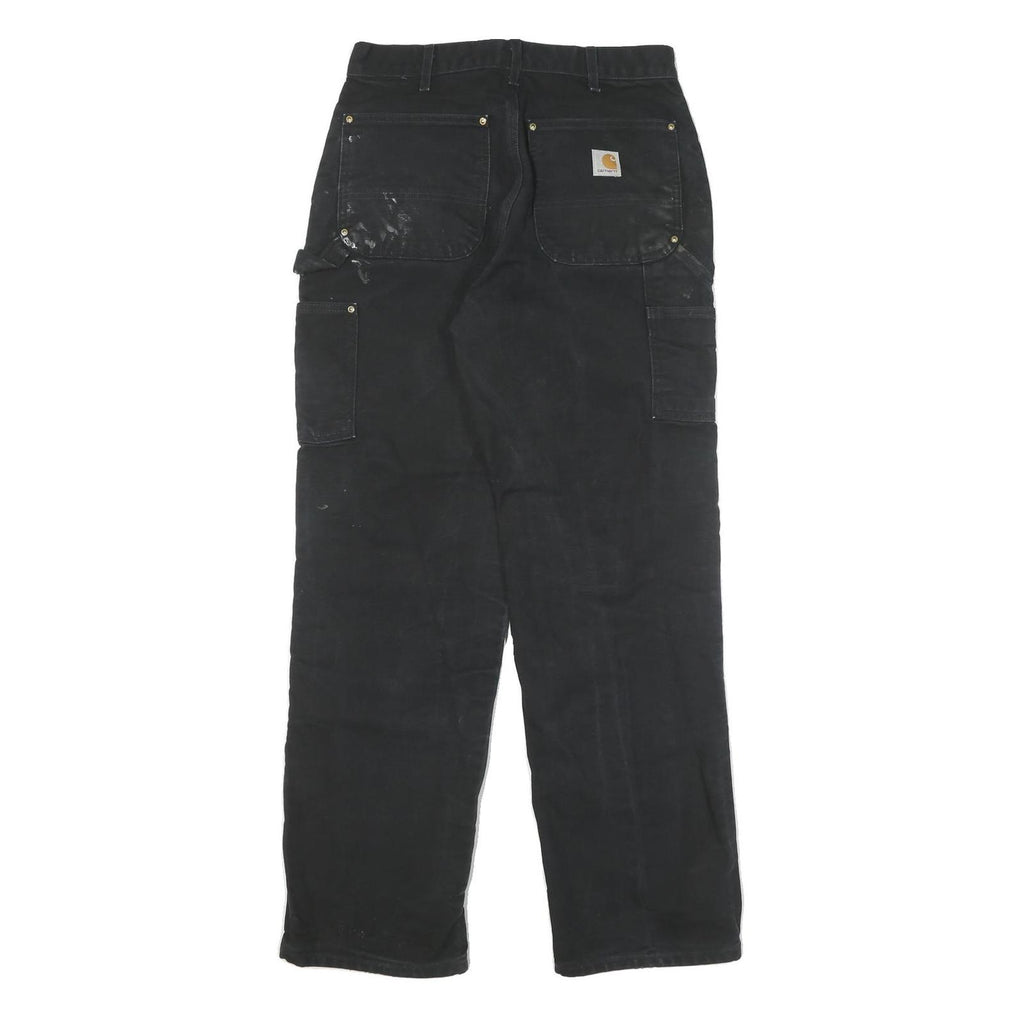 CARHARTT Mens Relaxed Black Denim Jeans W30 L31 Workwear Zip Closure