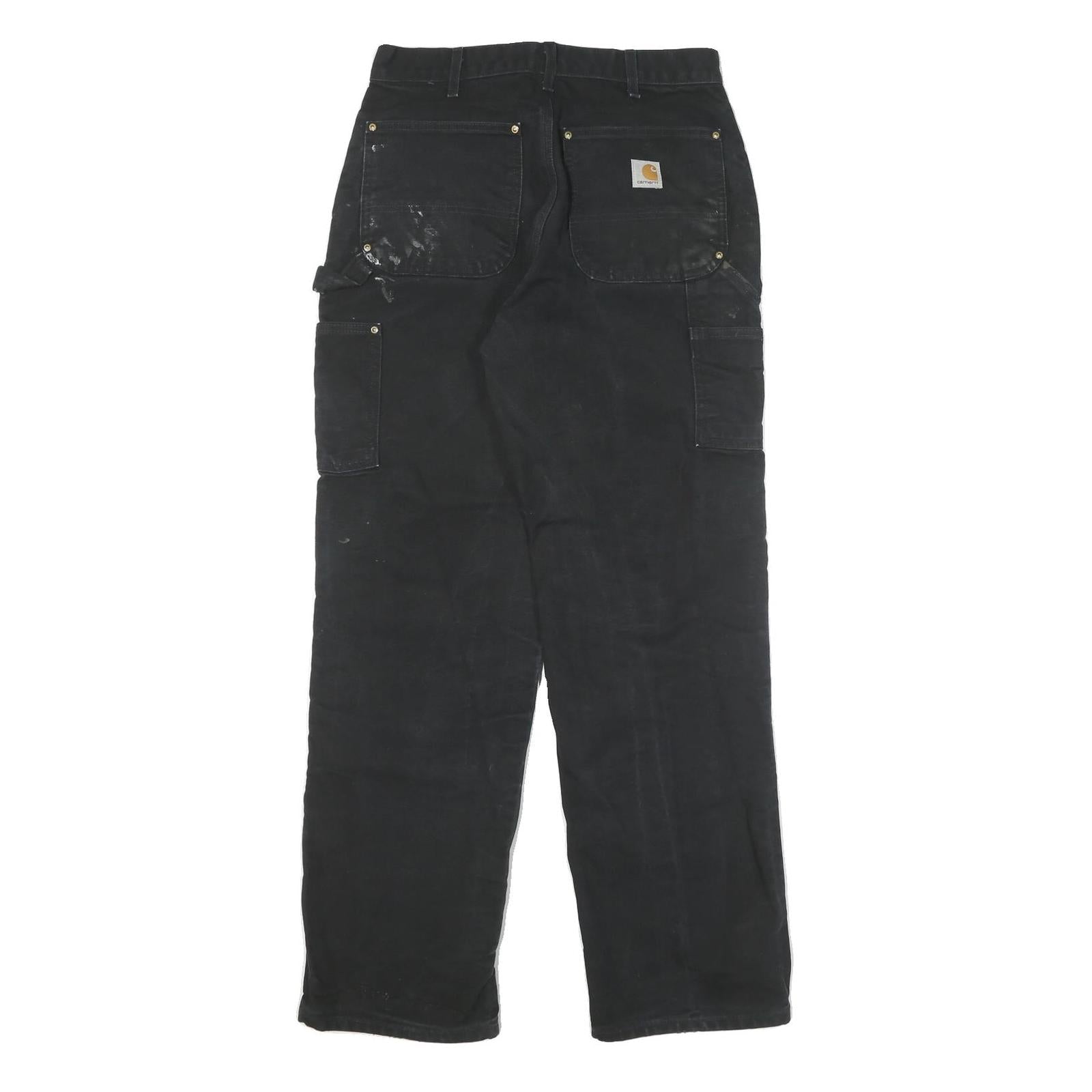 CARHARTT Mens Relaxed Black Denim Jeans W30 L31 Workwear Zip Closure