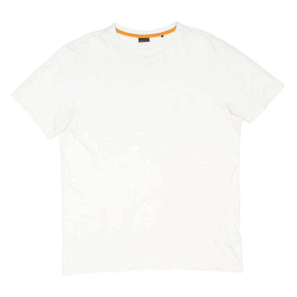 BOSS Mens White Classic T-Shirt M Short Sleeve Crew Neck Plain Cotton Blend