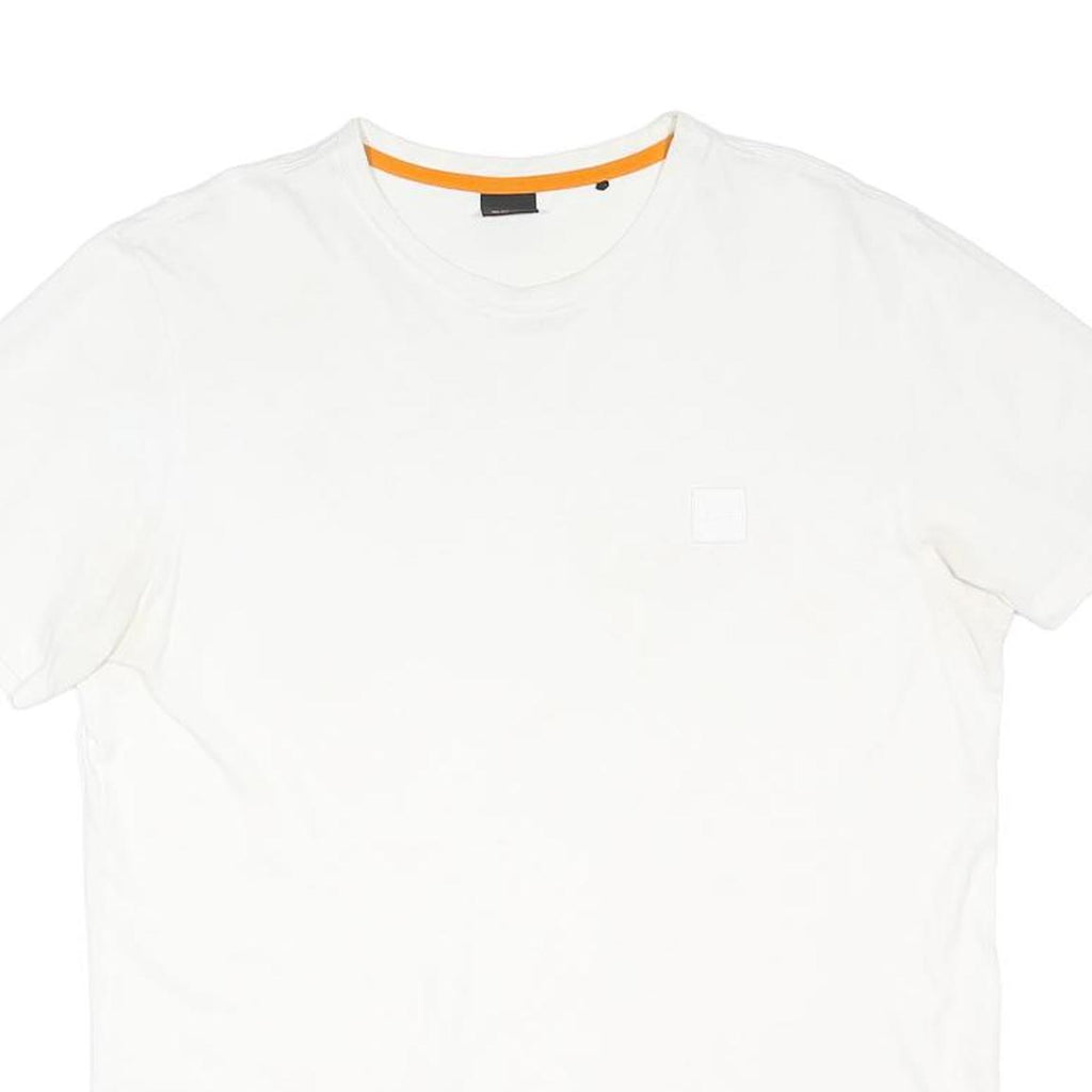 BOSS Mens White Classic T-Shirt M Short Sleeve Crew Neck Plain Cotton Blend