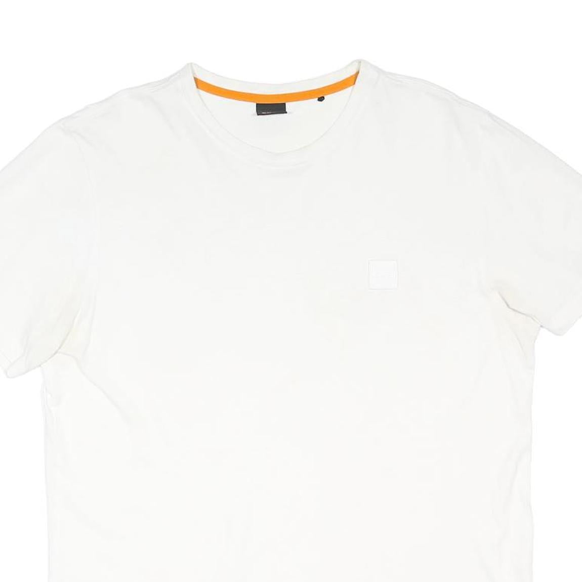 BOSS Mens White Classic T-Shirt M Short Sleeve Crew Neck Plain Cotton Blend