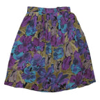 Womens Purple & Blue Floral Swing Skirt Short Polyester Blend M Printed Casual