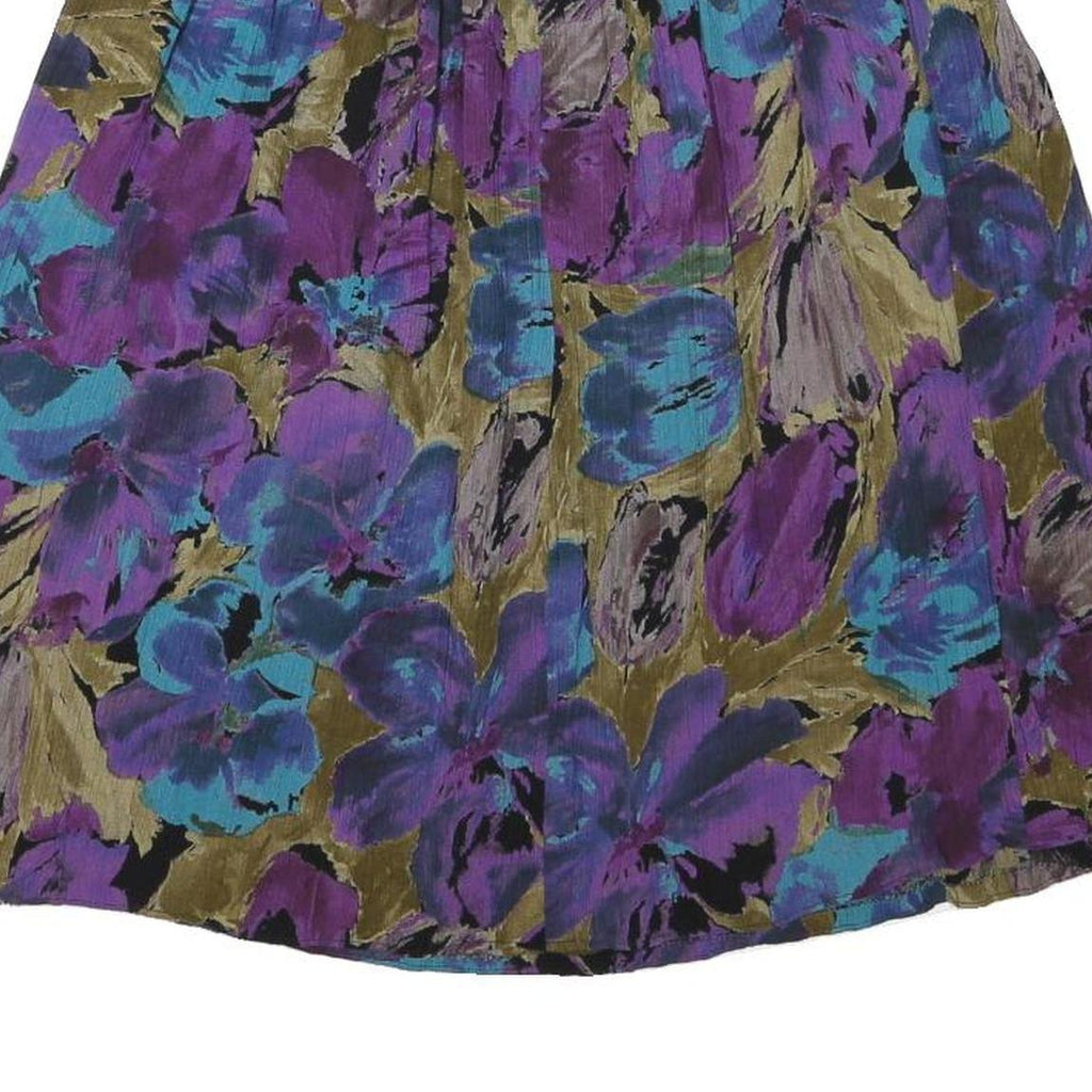 Womens Purple & Blue Floral Swing Skirt Short Polyester Blend M Printed Casual