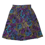 Womens Purple & Blue Floral Swing Skirt Short Polyester Blend M Printed Casual