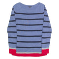 TOMMY HILFIGER Womens Patterned Jumper Blue Striped Tight Knit S