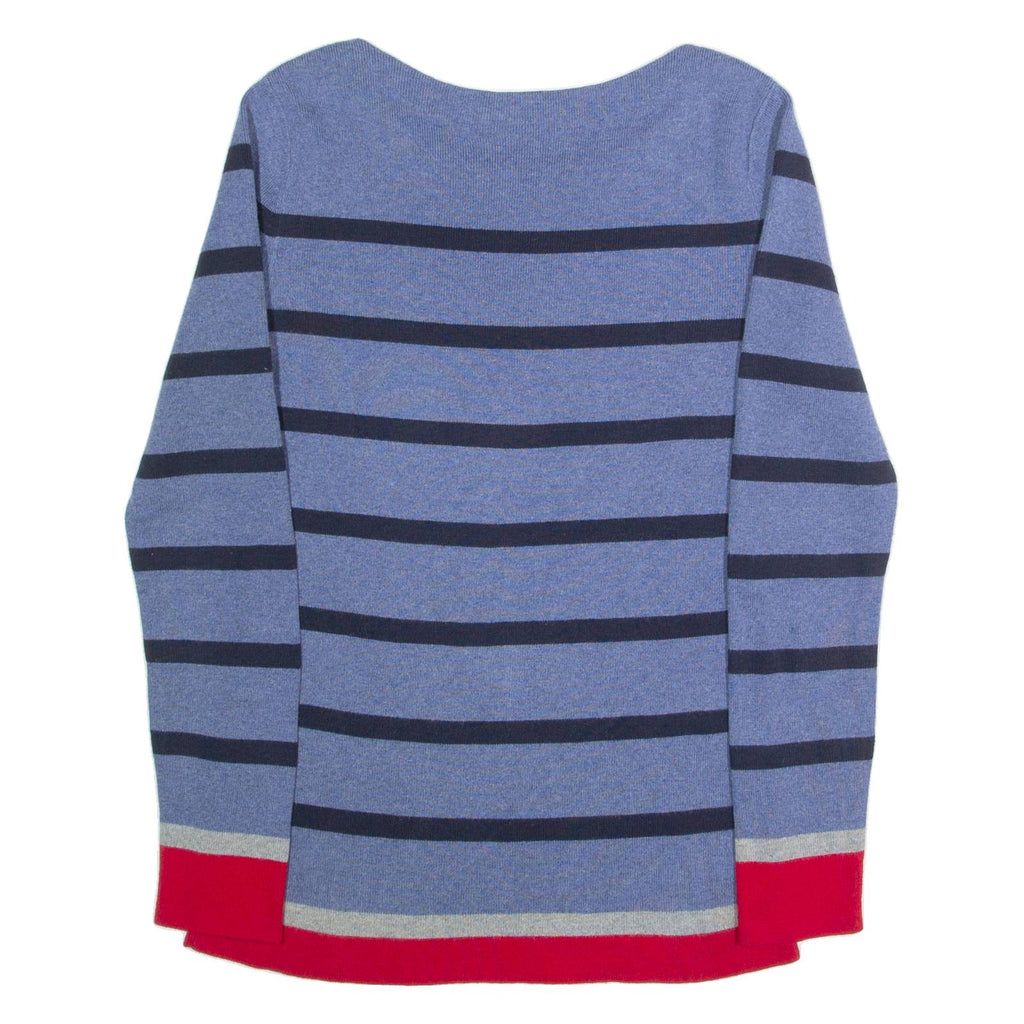 TOMMY HILFIGER Womens Patterned Jumper Blue Striped Tight Knit S