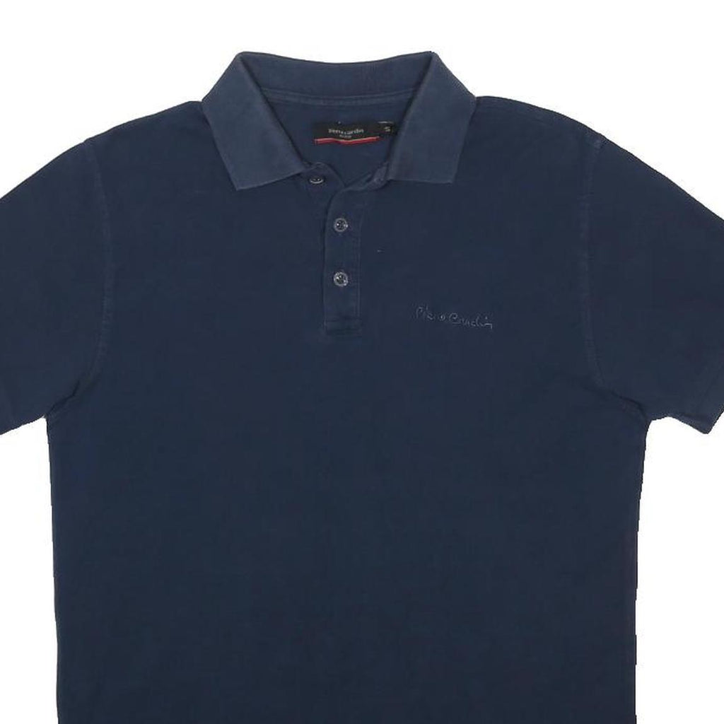 PIERRE CARDIN Mens Blue Short Sleeve Plain Polo Shirt S Cotton Casual Basic