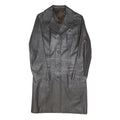 DONALDSON Mens Black Leather Coach Jacket S Plain Tailored Button Closure Long