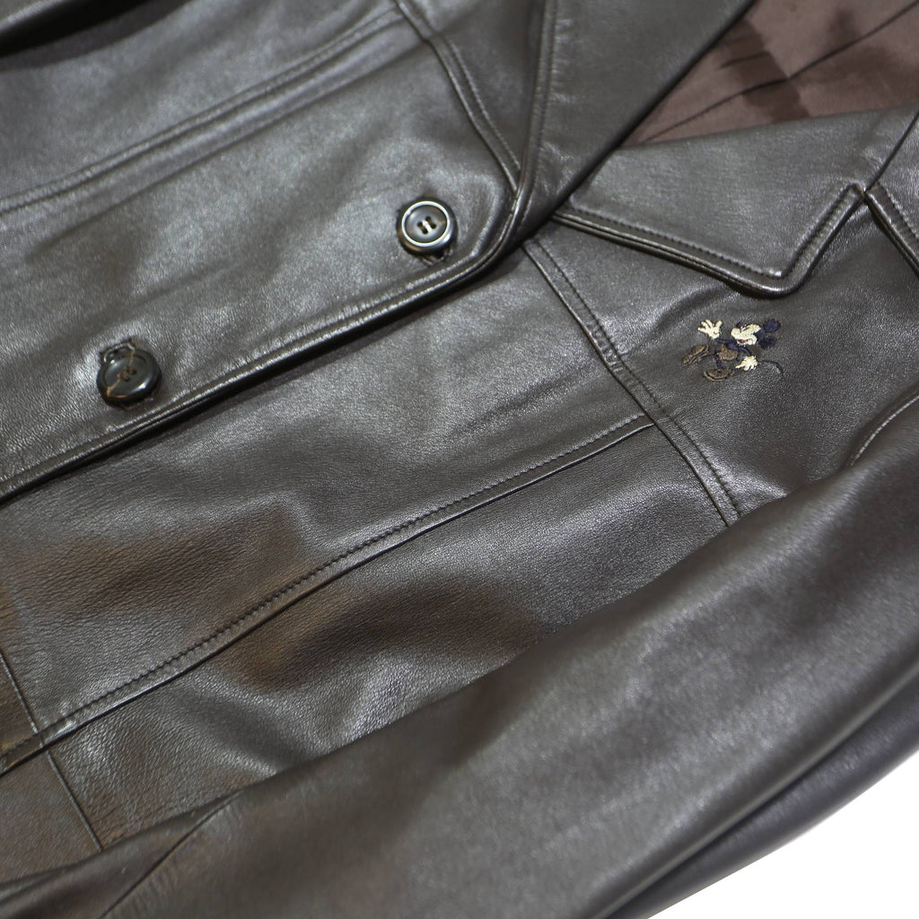 DONALDSON Mens Black Leather Coach Jacket S Plain Tailored Button Closure Long