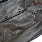 DONALDSON Mens Black Leather Coach Jacket S Plain Tailored Button Closure Long