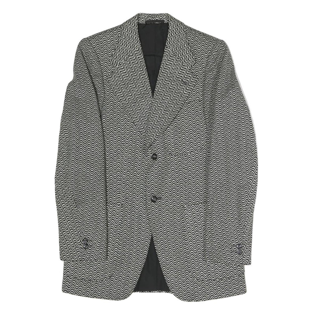 GINITEX FASHION Mens Black Jacket S Polyester Blend Chevron Button Closure