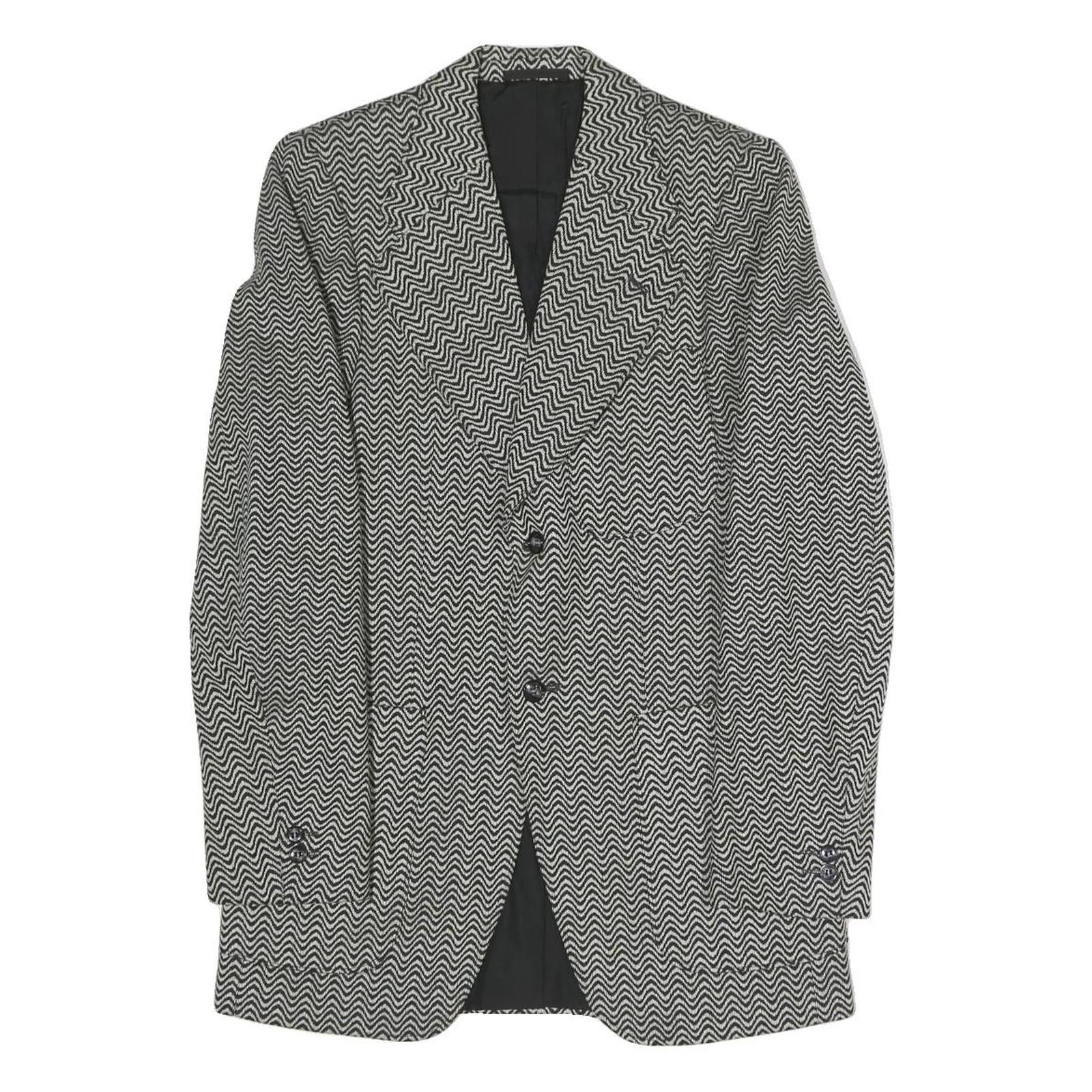GINITEX FASHION Mens Black Jacket S Polyester Blend Chevron Button Closure