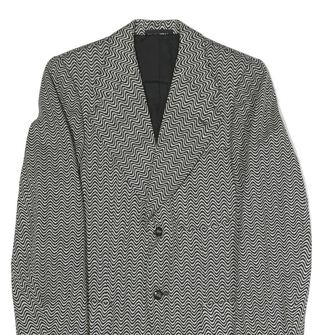 GINITEX FASHION Mens Black Jacket S Polyester Blend Chevron Button Closure
